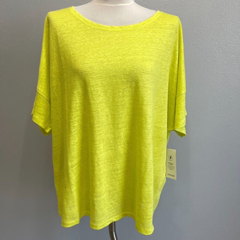 Chico's Women's Knit Tee Top Size 4 XXL 20 22 Fresh Lime Green NWT